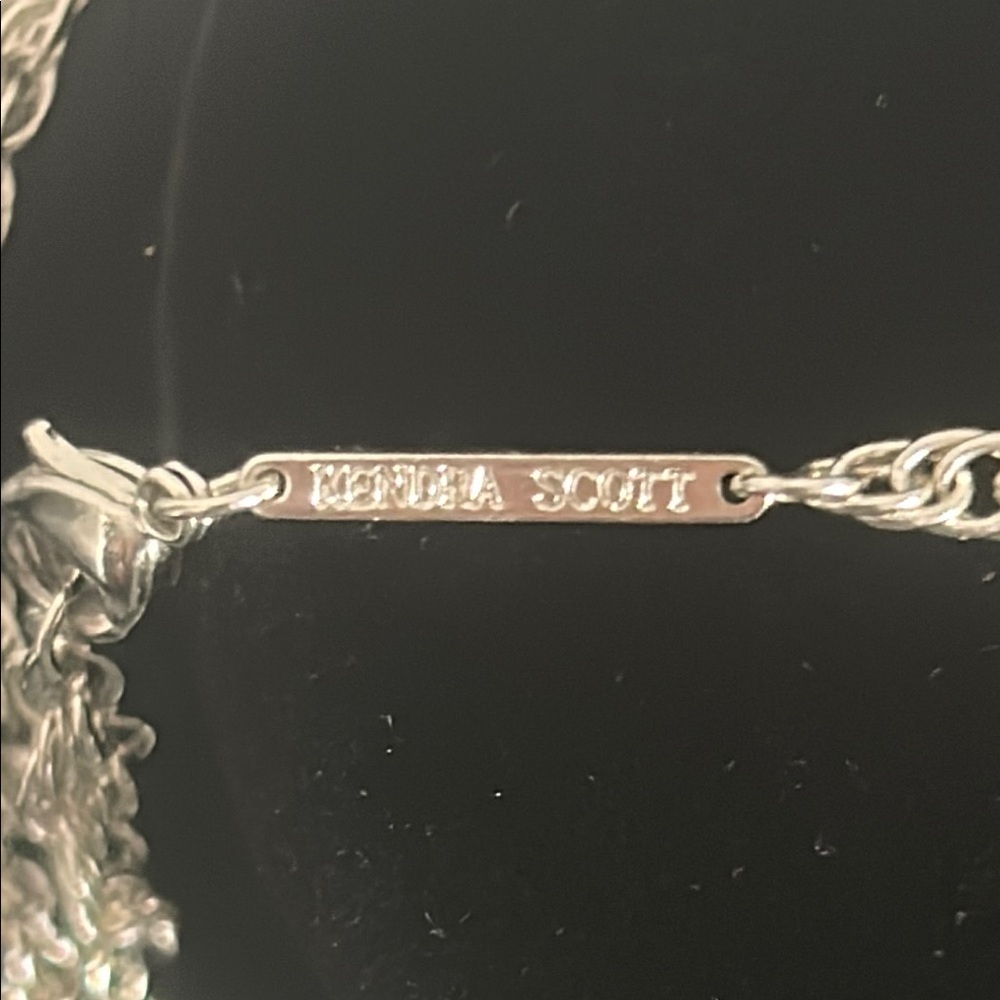 Kendra Scott Rayne Mother of Pearl Pendant Tassel Fringe Silver Tone Necklace - Picture 4 of 8